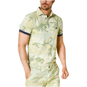 Mason's, Tops, Heren, Groen, L, Camouflage Print Polo Regular Fit