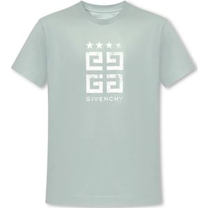 Givenchy, Tops, Heren, Blauw, XL, Katoen, T-shirt met logo