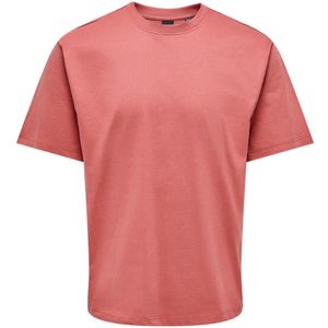 Only & Sons, Tops, Heren, Roze, M, Klassiek T-shirt voor mannen