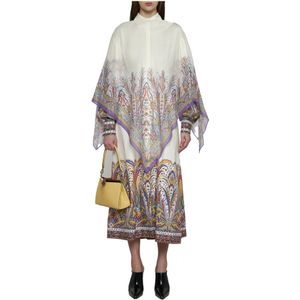 Etro, Jassen, Dames, Veelkleurig, ONE Size, Paisley Boothals Cape Jas