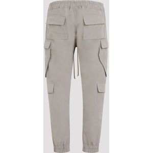 Rick Owens, Broeken, Heren, Grijs, M, Polyester, Grijze Cargo Broek Elastische Taille Zakken