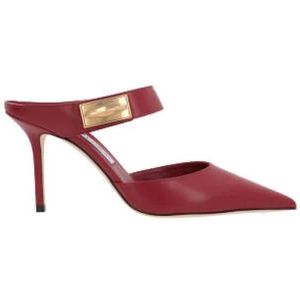 Jimmy Choo, Schoenen, Dames, Rood, 40 EU, Leer, Rode Leren Sandalen met Diamantdetail