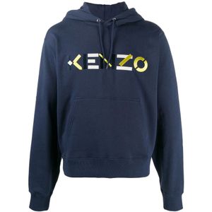 Kenzo, ML Hoodie Logo Blauw, Heren, Maat:S