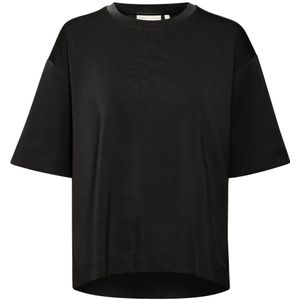 InWear, Tops, Dames, Zwart, 2Xs, Polyester, Oversized T-Shirt met Ellebooglengte Mouwen