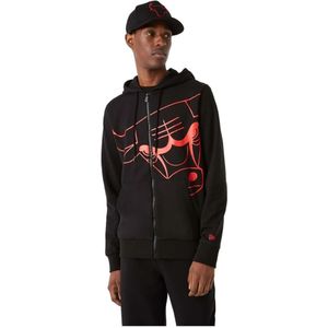 New Era, Sweatshirts & Hoodies, Heren, Zwart, S, NBA Enlarged Logo ZF Hoody Chibulls Hoodie