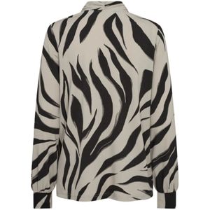 Freequent, Blouses & Shirts, Dames, Veelkleurig, M, Polyester, Zilveren Ballonmouw Print Blouse