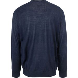 Emporio Armani, Sweatshirts & Hoodies, Heren, Blauw, L, Wol, Blauwe Sweaters met Geribbelde Manchetten en Kraag