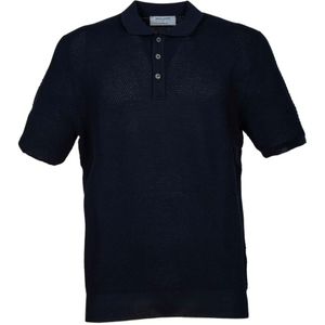 Gran Sasso, Blauw Tennis Polo Shirt Ribbed Hem Blauw, Heren, Maat:3XL