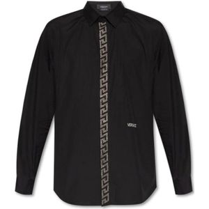 Versace, Overhemden, Heren, Zwart, 4Xl, Katoen, Casual Katoenen Overhemd voor Mannen