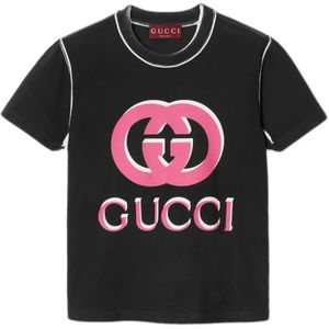 Gucci, Tops, Dames, Zwart, M, Katoen, Zwarte Crewneck T-shirts en Polos