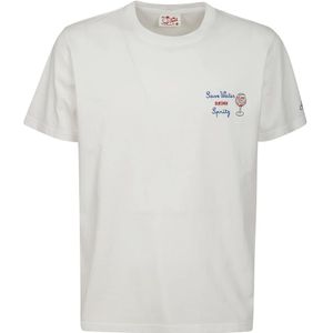 MC2 Saint Barth, Tops, Heren, Wit, XL, Katoen, Portofino Wit Katoenen T-Shirt met Print