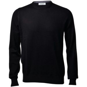 Gran Sasso, Sweatshirts & Hoodies, Heren, Zwart, L, Wol, Heren ronde hals trui van zwart merinowol