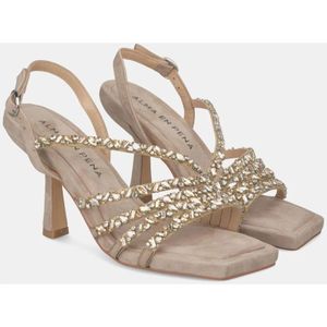 Alma EN Pena, Schoenen, Dames, Bruin, 41 EU, Rhinestone Hiel Sandaal Banden