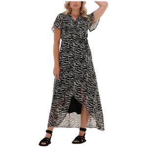 Colourful Rebel, Kleedjes, Dames, Zwart, S, Zebra Maxi Wrap Jurk