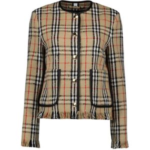 Burberry, Jassen, Dames, Veelkleurig, S, Wol, Vintage Check Cardigan