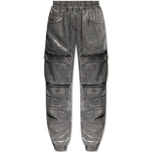 Diesel, Jeans, Dames, Grijs, W24, Cargo jeans