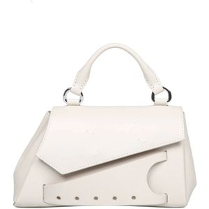 Maison Margiela, Tassen, Dames, Wit, ONE Size, Leer, Gestructureerde Leren Handtas, Ivory