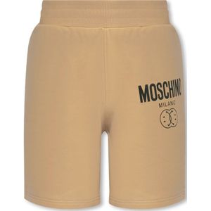 Moschino, Korte broeken, Heren, Beige, S, Katoen, Shorts met logo