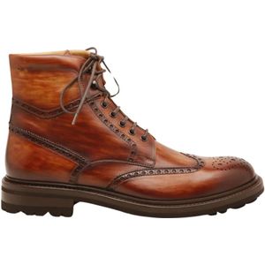 Magnanni, Cognac Bruin Leren Schoenen Bruin, Heren, Maat:44 EU