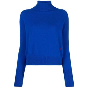 Victoria Beckham, Truien, Dames, Blauw, L, Wol, Kobaltblauwe Roll-Neck Sweater
