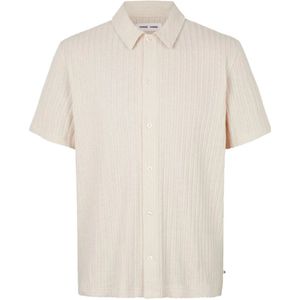 Samsøe Samsøe, Overhemden, Heren, Beige, XL, Katoen, Gebreid shirt met korte mouwen