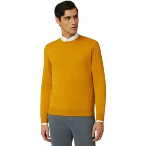 Harmont & Blaine, Merino Wol Trui met Ronde Hals - Siciliaanse Sinaasappels Oranje, Heren, Maat:M