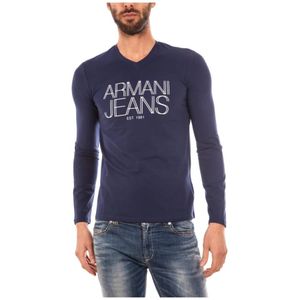 Armani Jeans, Gezellige Gebreide Trui Blauw, Heren, Maat:S