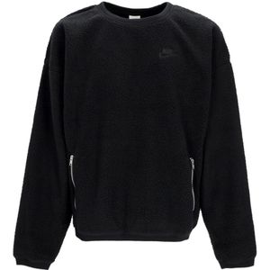 Nike, Sweatshirts & Hoodies, Heren, Zwart, L, Leer, Sherpa Crewneck Sweatshirt Zwart