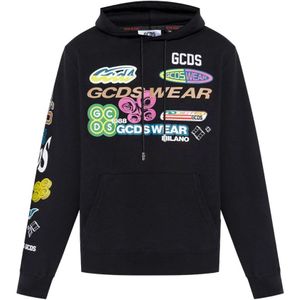 Gcds, Sweatshirts & Hoodies, Heren, Zwart, M, Katoen, Multicolor Logo Oversize Hoodie