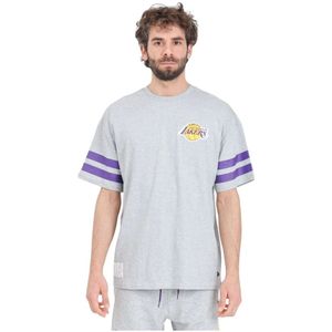 New Era, Tops, Heren, Grijs, XS, Katoen, LA Lakers NBA Arch Graphic T-shirt