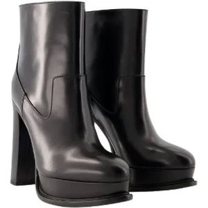 Alexander McQueen, Schoenen, Dames, Zwart, 39 EU, Leer, Leather boots