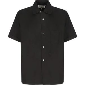 Maison Margiela, Overhemden, Heren, Zwart, M, Zwarte Shirt Kraag Korte Mouwen Voorzak