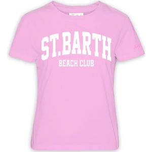 MC2 Saint Barth, Tops, Dames, Roze, S, Sprankelend Logo T-shirt voor vrouwen