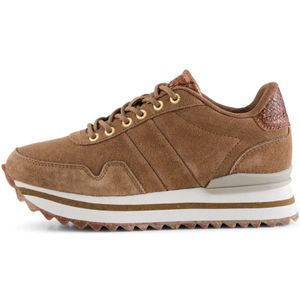 Woden, Schoenen, Dames, Bruin, 40 EU, Leer, Suede Plateau Sneaker met Visleer