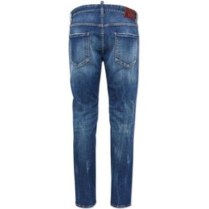 Dsquared2, Jeans, Heren, Blauw, L, Denim, Blauwe Skinny Jeans Distressed Denim