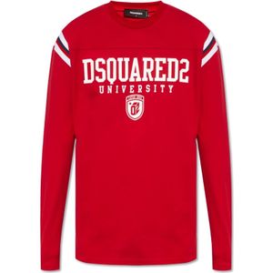 Dsquared2, Sweatshirts & Hoodies, Heren, Rood, M, Katoen, T-shirt met lange mouwen