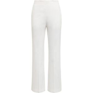 Maliparmi, Broeken, Dames, Wit, L, Katoen, Flared Poplin Stretch Broek