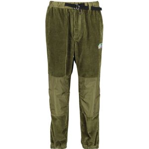 Moncler, Broeken, Heren, Groen, S, Ribfluwelen Broek Waterdichte Riem Stijl