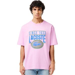 Lacoste, Tops, Heren, Roze, S, Koop Loose Fit T-shirt