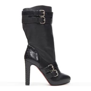 Christian Louboutin Pre-owned, Pre-owned Leather boots Zwart, Dames, Maat:37 EU