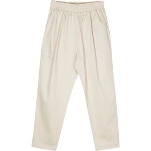 Family First, Ecru Stretch-Katoenen Broek met Taps Toelopende Pijpen Beige, Heren, Maat:L