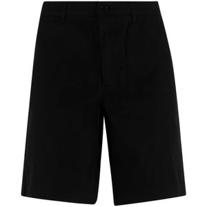 Lacoste, Korte broeken, Heren, Zwart, L, Katoen, Zwarte Bermuda Shorts met knoopsluiting