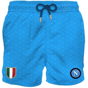 MC2 Saint Barth, Badkleding, Heren, Blauw, S, Blauwe zee kleding met SSC Napoli-logo