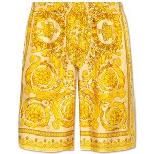 Versace, Korte broeken, Heren, Geel, S, Zijden shorts