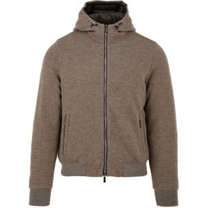 Moorer, Sweatshirts & Hoodies, Heren, Beige, M, Beige Gewatteerde Jas met Ritssluiting