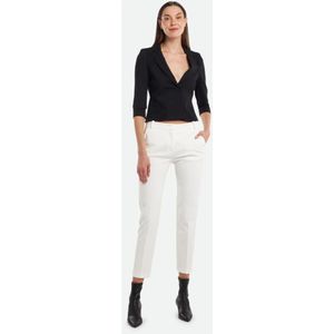 Pinko, Broeken, Dames, Wit, S, Witte Cropped Broek, Cigarette Fit