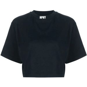 Heron Preston, Tops, Dames, Zwart, M, Katoen, Zwart Logo Cropped T-Shirt Vrouwen