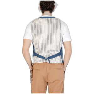 Gianni Lupo, Jassen, Heren, Blauw, L, Katoen, Blauw Katoen V-Hals Mouwloos Gilet