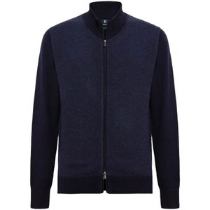Boggi Milano, Sweatshirts & Hoodies, Heren, Blauw, M, Cashmere Blend Full Zip Sweater