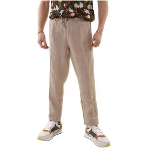 40Weft, Broeken, Heren, Beige, XL, Linnen, Beige Chino Broek